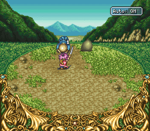 Battle screen with Auto: ON shown in the corner