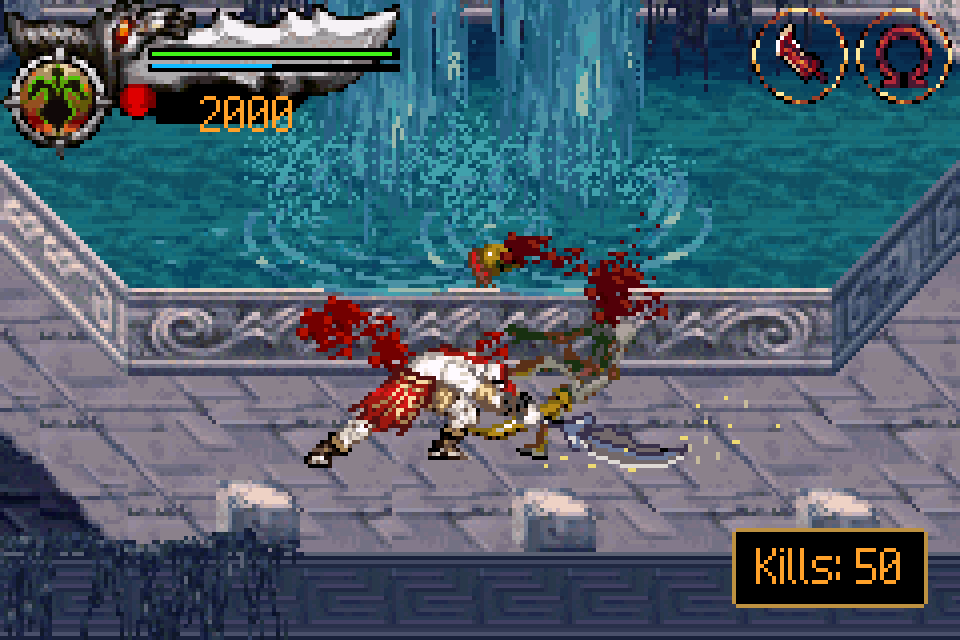Kratos in the GBA Arena after reaching the first fifty kill quota