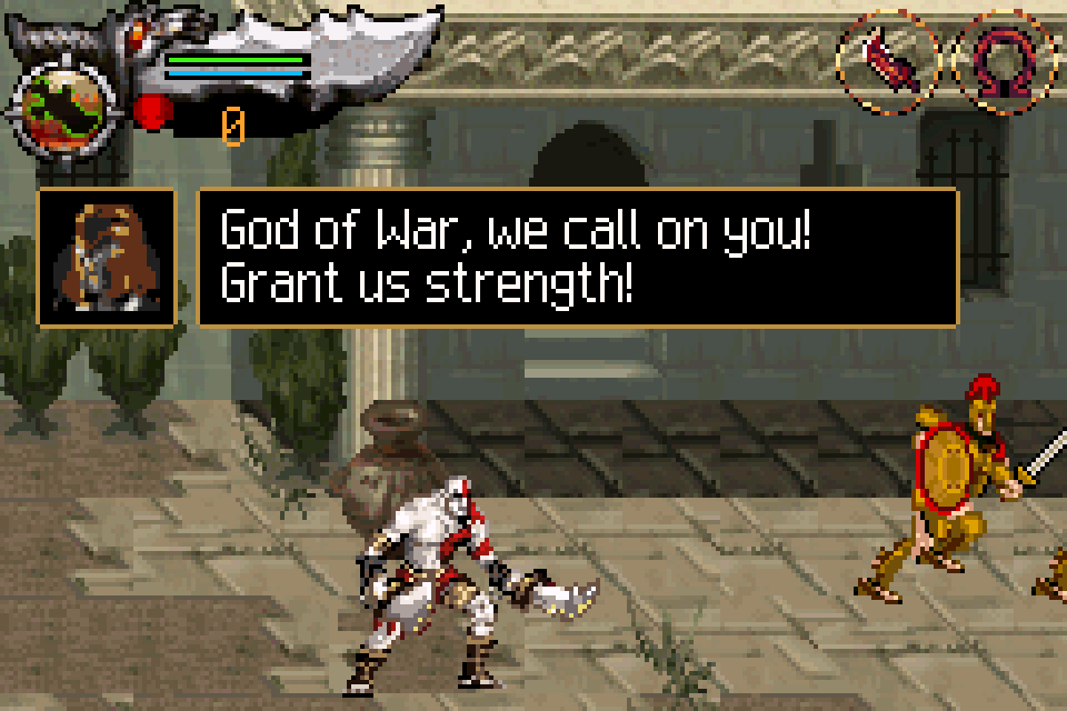 English dialogue in the opening scene of God of War Betrayal for GBA