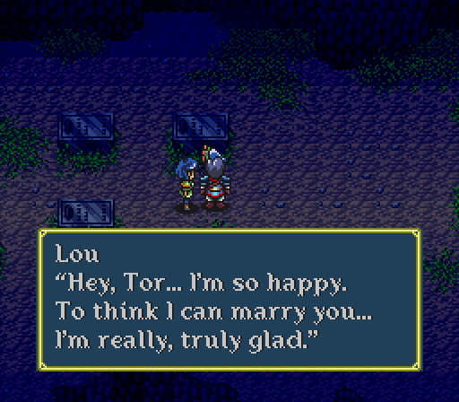 Granhistoria: Genshi Sekaiki English Patch (SNES) – Full Translation v1.6 3 Lou speaking to Tor at the Irai graveyard in English