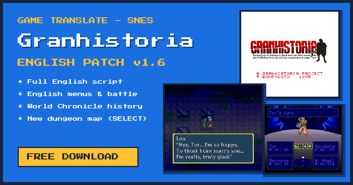 Granhistoria: Genshi Sekaiki English Patch (SNES) – Full Translation v1.6