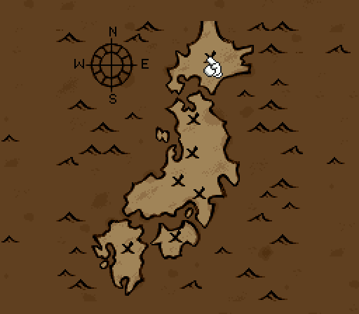 Kenyuu Densetsu Yaiba English Patch (SNES) – Full Translation v1.0 7 The Hanging Scroll map of Japan with an English compass