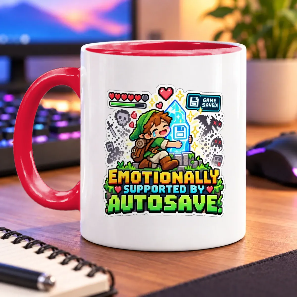 Emotionally Supported by Autosave! – 11oz Mug – accent mug