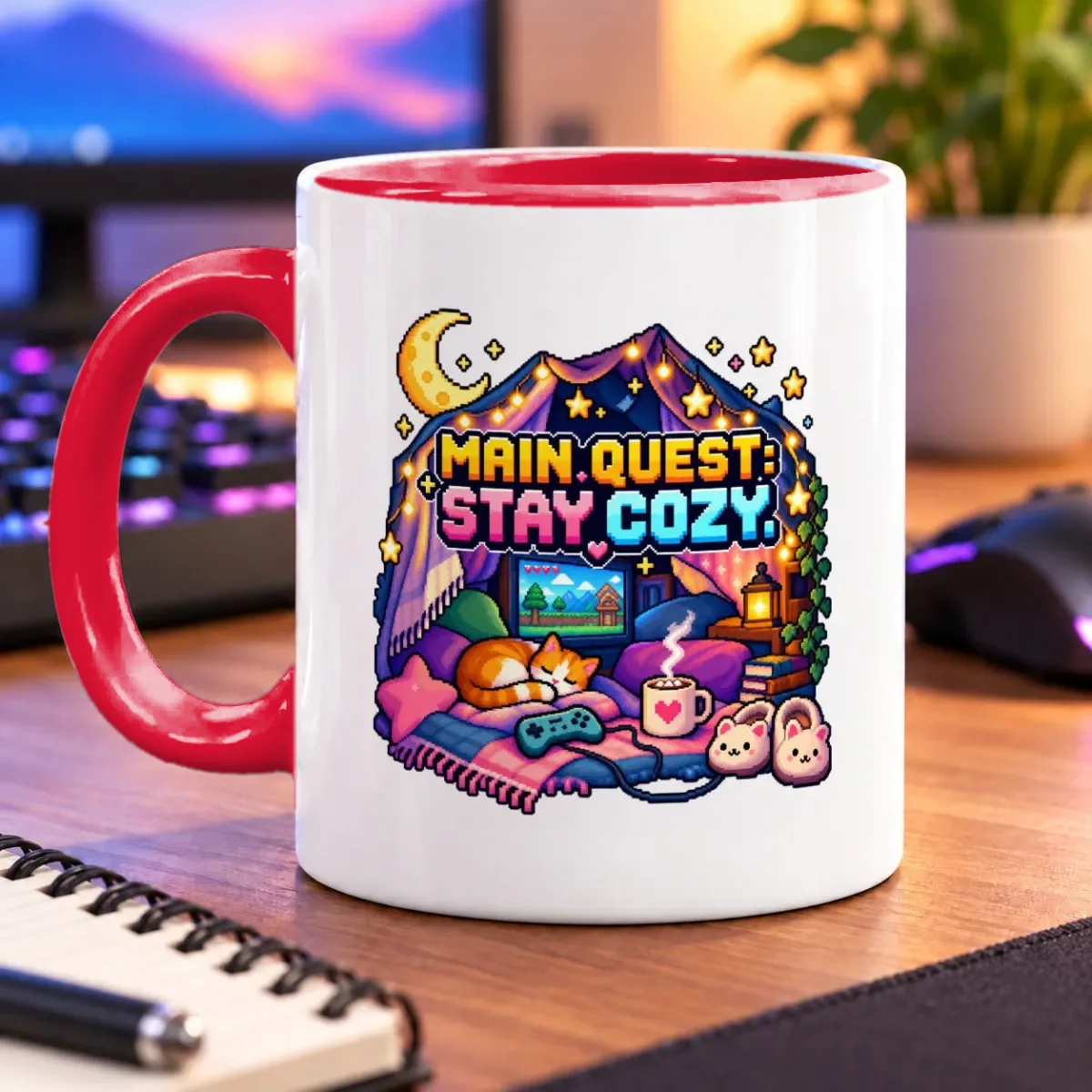 Main Quest: Stay Cozy! – 11oz Mug – accent mug