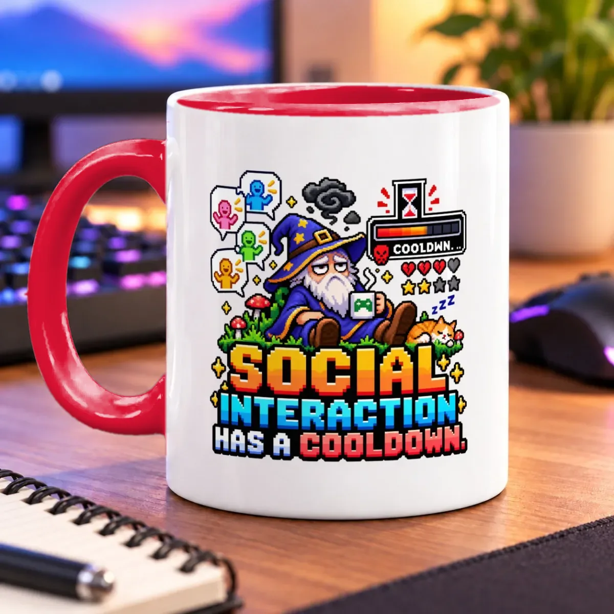 Social Interaction Has a Cooldown – 11oz Mug – accent mug