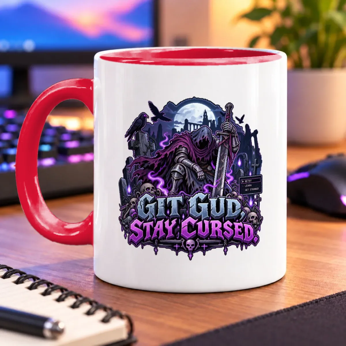 Get Gud, Stay Cursed! – 11oz Mug – accent mug