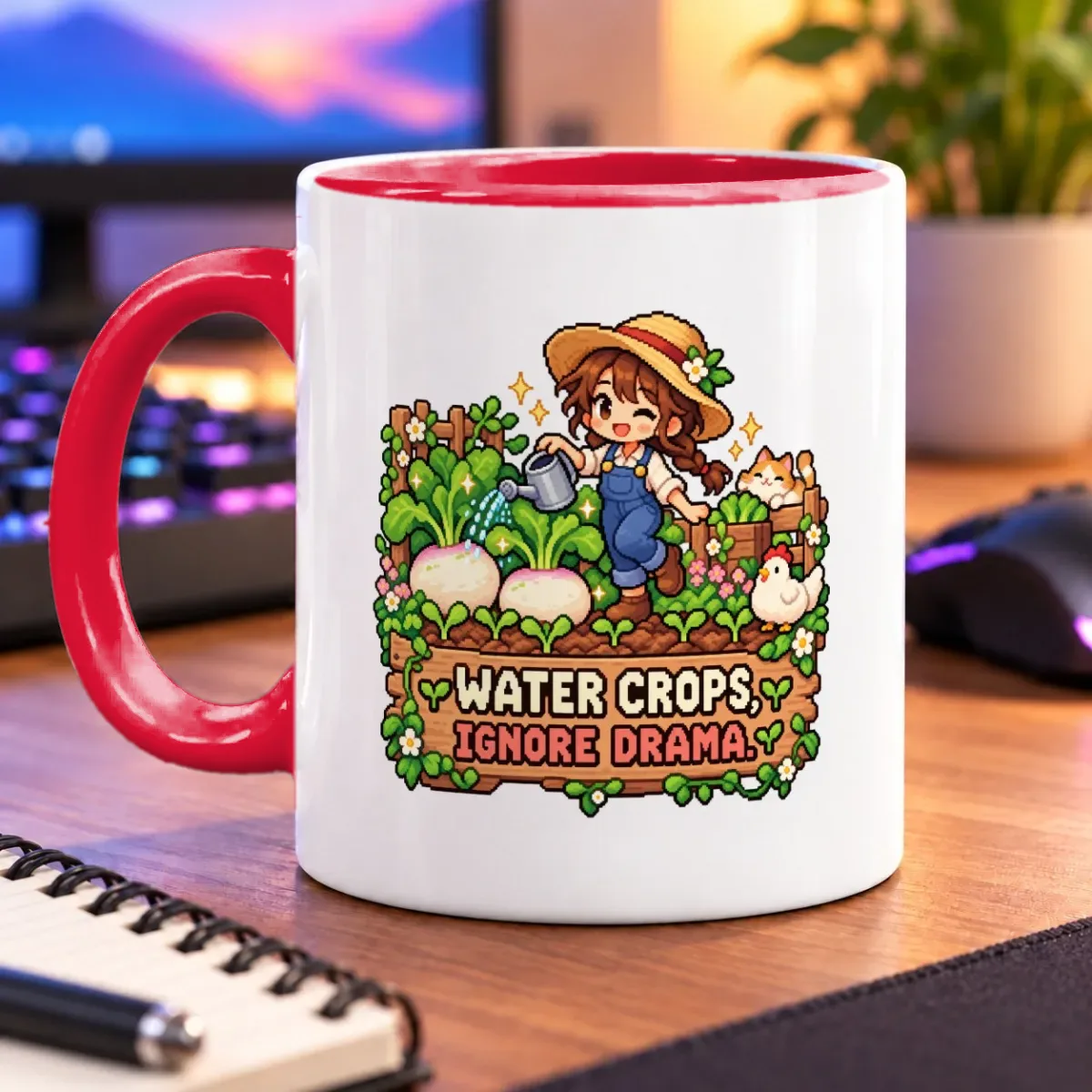Water Crops, Ignore Drama – 11oz Mug – accent mug