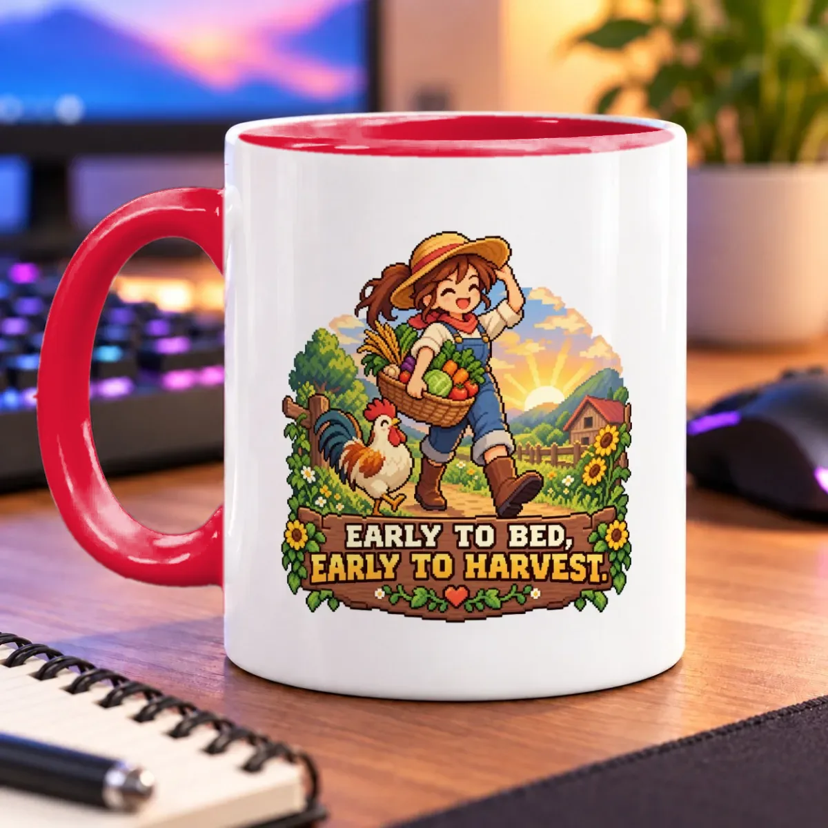 Early to Bed, Early to Harvest – 11oz Mug – accent mug