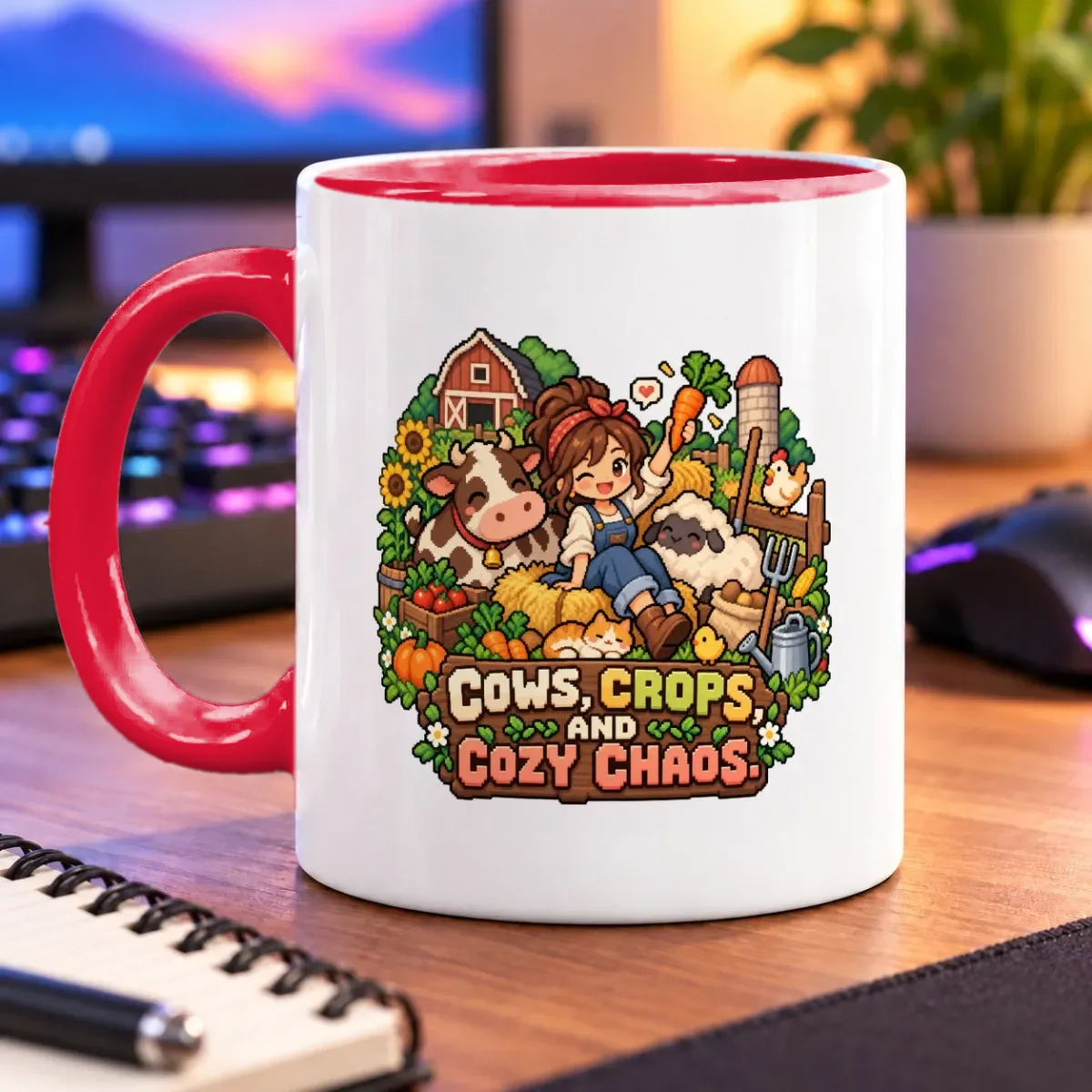 Cows, Crops, and Cozy Chaos – 11oz Mug – accent mug