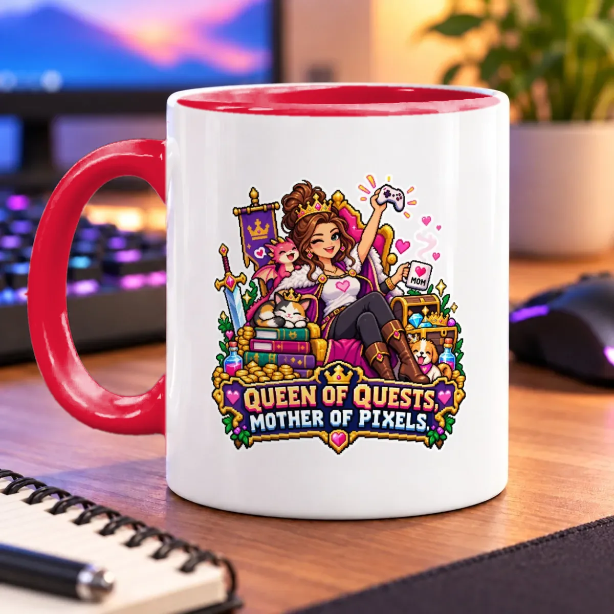 Queen of Quests, Mother of Pixels – 11oz Mug – accent mug