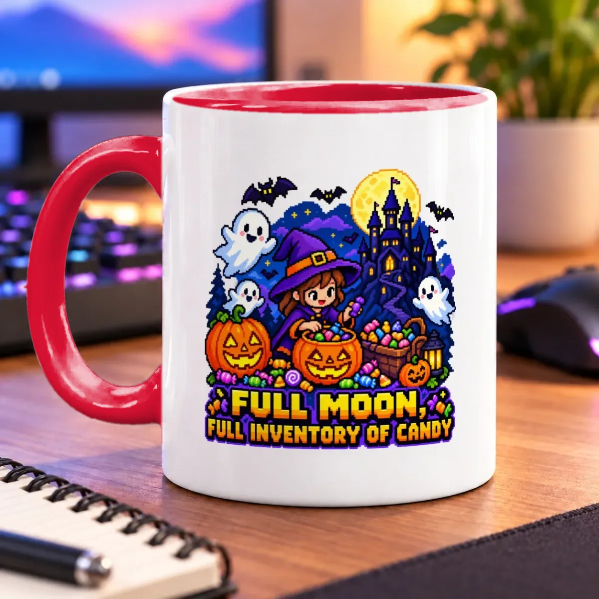 Full Moon, Full Inventory of Candy – 11oz Mug – accent mug