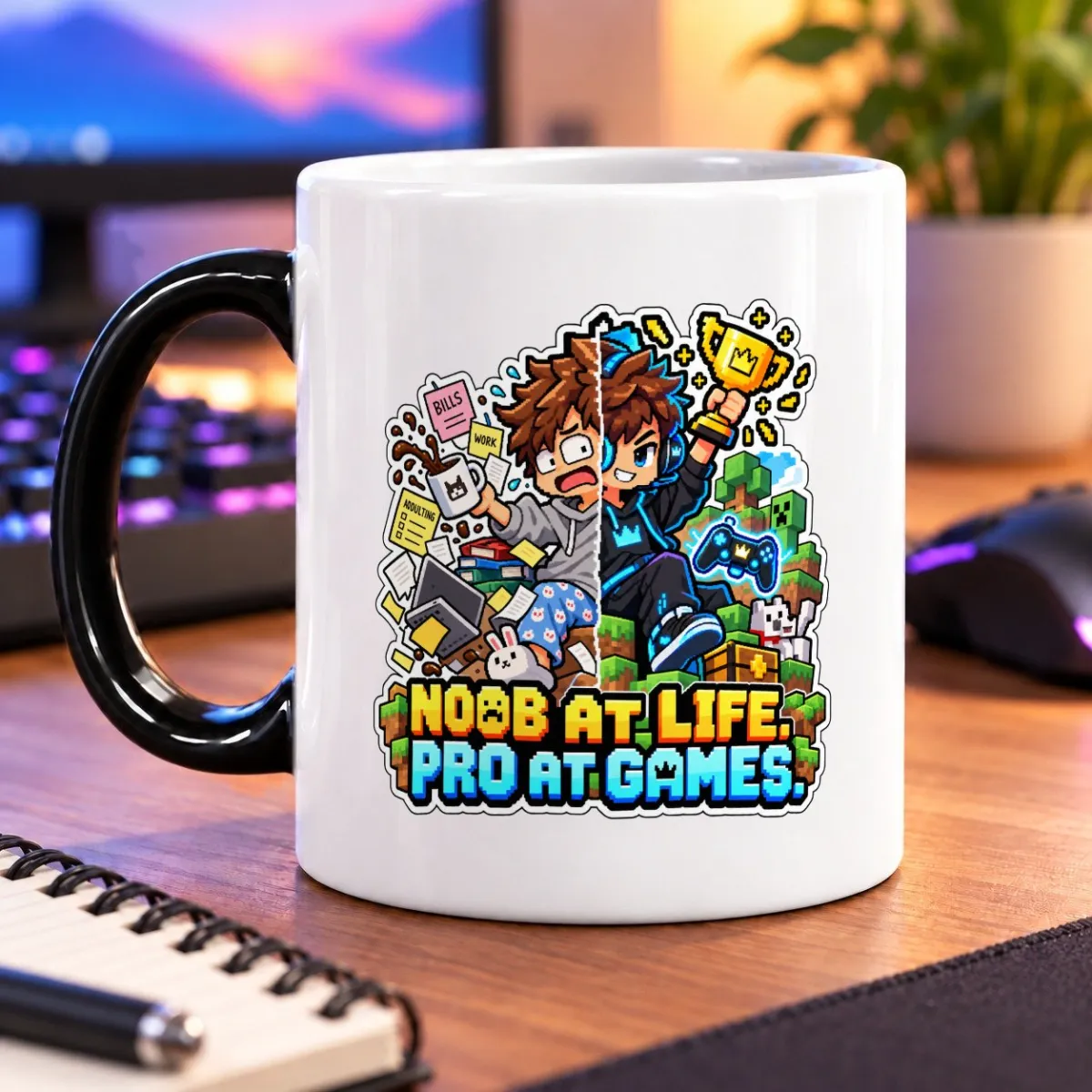 Noob at Life, Pro at Games – 11oz Mug 4 Noob at Life, Pro at Games mug – magic
